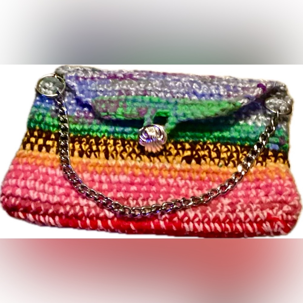 Adoreable Multi-Color Crochet Wristlet Front Button Closure